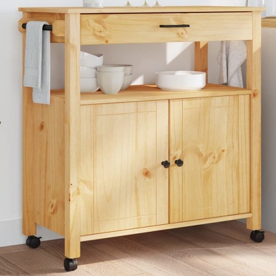 vidaXL Kitchen Trolley MONZA 33.1 in.x15.7 in.x35.4 in. Solid Wood Pine