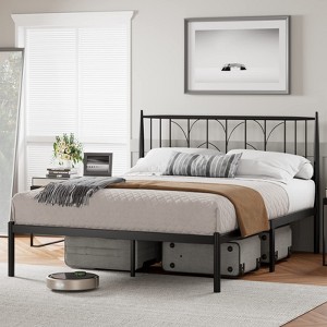 Full Bed Frame, Full Size Platform Bed Frame with Headboard, Heavy Duty Metal Slat Support, Mattress Foundation, Noise Free Design, Easy Installation - 1 of 4