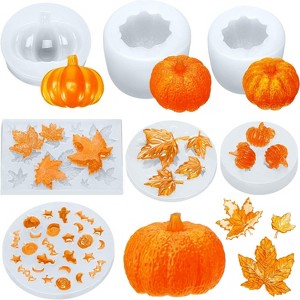 JDICTION 7Pcs Halloween Thanksgiving Resin Molds - Pumpkin, Ghost & Maple Silicone for Epoxy Casting, Candle, Fall DIY Craft & Decoration - 1 of 4