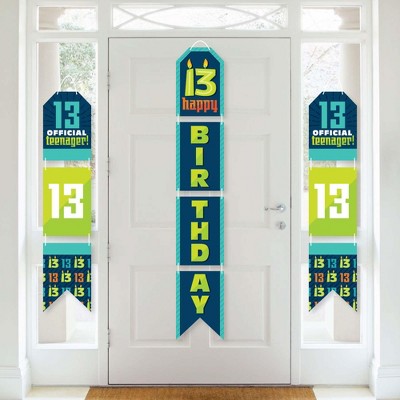 Big Dot of Happiness Boy 13th Birthday - Hanging Vertical Paper Door Banners - Official Teenager Birthday Party Wall Decor Kit- Indoor Door Decor