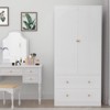 Buenhomino Wooden Armoire Wardrobe Closet, Wood Clothing Storage Cabinets with 2 Doors and 2 Drawers, Wardrobe Closet with Hanging Rod for Bedroom - 2 of 4