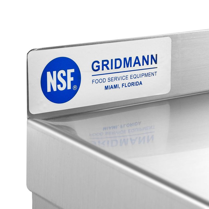 GRIDMANN 16 Gauge Stainless Steel Kitchen Wall Mount Shelves with Backsplash - NSF Certified, 4 of 7