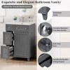 Okak 24" Bathroom Vanity with Ceramic Sink, Modern Style Bathroom Sink Vanities with 2 Drawers & 1 Soft Close Door - 3 of 4