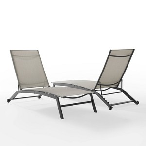 Weaver 2pk Outdoor Sling Chaise Lounge Chairs: 6-Position, UV & Rust-Resistant - Crosley - 1 of 4