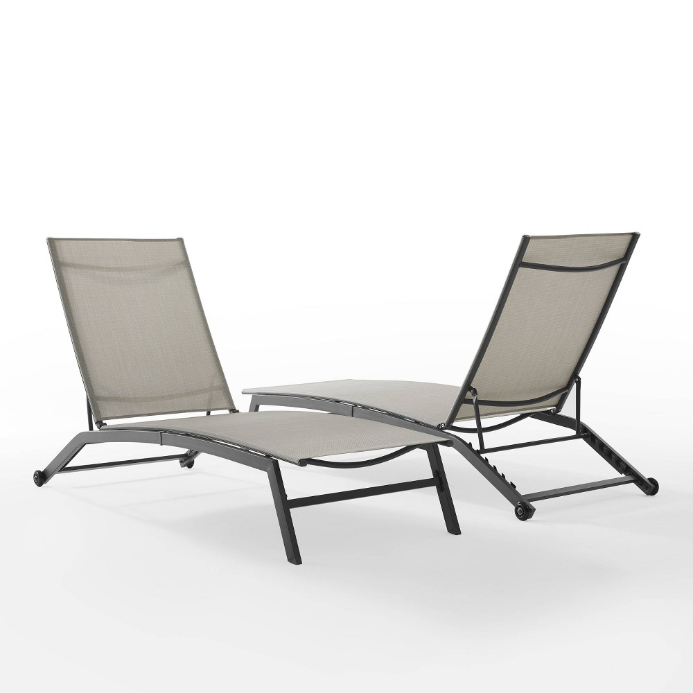 Photos - Garden Furniture Crosley Weaver 2pk Outdoor Sling Chaise Lounge Chairs: 6-Position, UV & Rust-Resis 