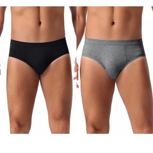 INSPIRE CHIC Men's 2 Pack Underwear Solid Color Soft Breathable Briefs - 1 of 4