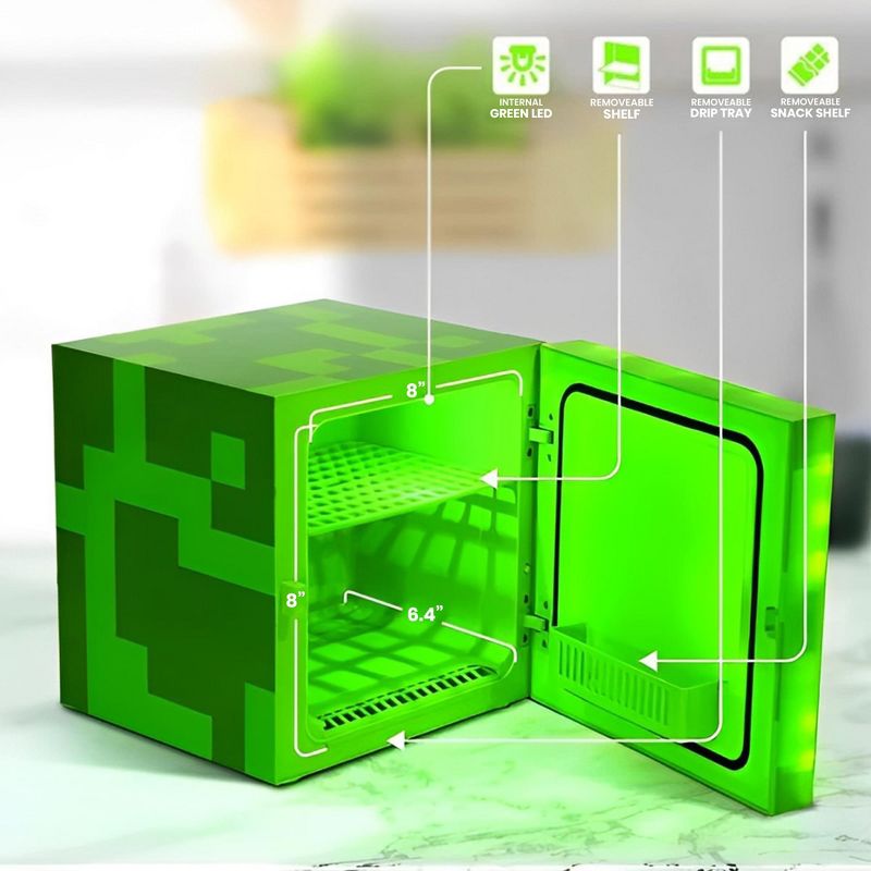 Ukonic Minecraft Green Creeper 9 Can Mini Fridge 6.7L 10.4 x 10 x 10, 5 of 6