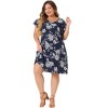 Agnes Orinda Women's Plus Size V Neck Floral Tie Waist Mini Dressy A Line Dresses - 3 of 4