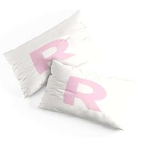 Deny Designs King April Lane Art Block Pink Monogram R Microfiber Printed Pillow Sham - 1 of 3