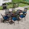 CLIHOME 7 Pieces Rectangular Outdoor Dining Set with 2 Swivel Chair & 4 Dining Chair - 2 of 4