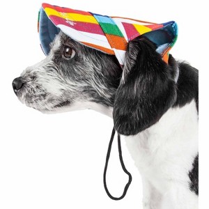 Pet Life Colorfur Floral UV Protectant Adjustable Fashion Dog Hat Cap, LG, Multi - 1 of 4