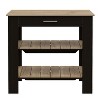 Okak Modern Kitchen Island with 2 Open Storage Shelves, Countertop Organizer with Drawer and Towel Hanger, Kitchen Island Table for Dining Room, Black - 2 of 4