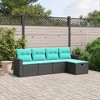 vidaXL Black 5 Piece Patio Sofa Set - All Weather PE Rattan Outdoor Furniture with Cushions for Garden, Terrace, and Backyard - 2 of 4