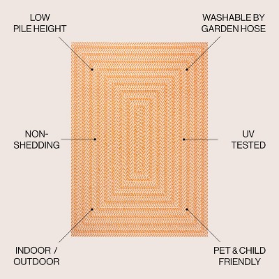 Chevron Orange and Cream Geometric Indoor/Outdoor Area Rug