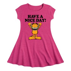 Girls' - Garfield - Have A Nice Day Fit & Flair Cap Sleeve Dress - 1 of 2