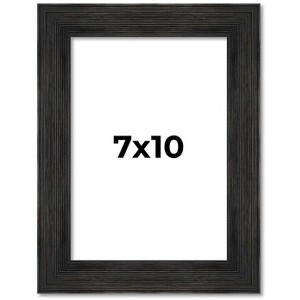 PosterPalooza | 7x10 Wide Barnwood Picture Frame, UV Acrylic, 6 Finishes - Grey, Brown, White, and Black - 1 of 4