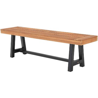 63" Rectangular Acacia Wood Patio Bench - Captiva Designs