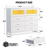 6 Drawer Dresser for Bedroom with LED Lights and Charging Station, Wooden Double Dresser with 2 Shelves & Mental Grid Handle - 2 of 4