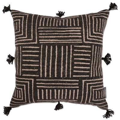 18"x18" Indoor Ghana Square Throw Pillow Gray - Pillow Perfect: Cotton Fabric, Zipper Closure, Abstract Pattern