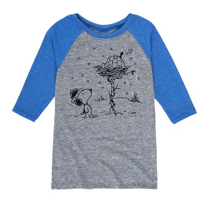 Boys' - Peanuts - Snoopy Woodstock Igloo Raglan Graphic T-Shirt
