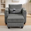 37.4" Corduroy Convertible Chaise Lounge Sofa with USB Ports and Cup Holders - 3 of 4