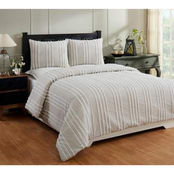 King Winston Comforter 100% Cotton Tufted Chenille Comforter Set Taupe - Better Trends