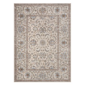 Orieon 96x120 in Washable Rug Low Pile - Non-Slip Stain Resistant Vintage Distressed Area Rug for Living Room, Bedroom, Dining Office, Beige - 1 of 4