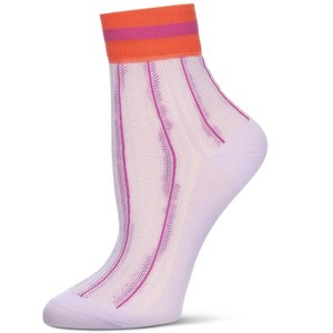Memoi Women's Sheer Openwork Retro Stripe Anklet Socks - 1 of 3