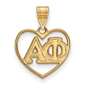 Black Bow Jewelry 14k Yellow Gold Plated Sterling Silver Alpha Phi Greek Life Pendant - 1 of 3