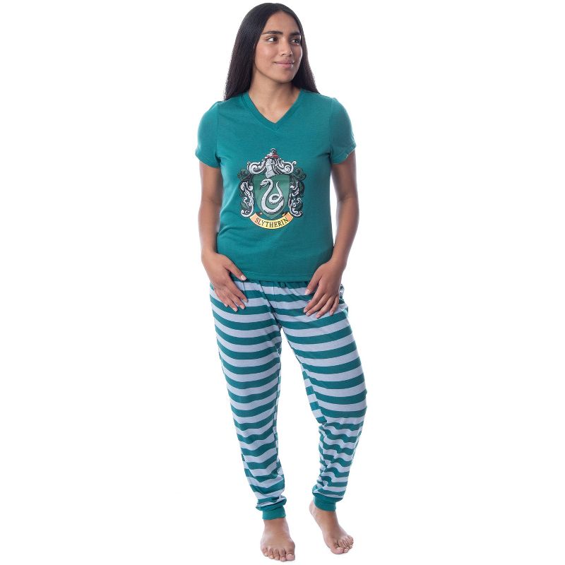 Harry Potter Womens' Hogwarts House Crest Jogger Pajama Set-All Houses, 1 of 5