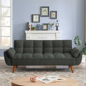 KTMBDW 75.4" Loveseat Sofa, Mid Century Modern Decor Love Seat Couches for Living Room, Bedroom, Solid and Easy to Install Love Seats Furniture - 1 of 4