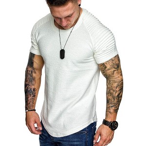 COOFANDY Men's Muscle Pleated Raglan Sleeve Bodybuilding Gym Tee Short Sleeve Fashion Workout Hipster Shirt - 1 of 4