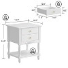 Famapy White European Nightstand with Decorative Floral Carving - image 3 of 4