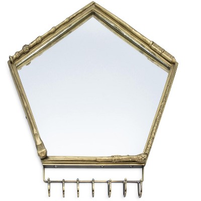 Robe Factory LLC Harry Potter Wand Wall Mirror with Jewelry Hooks Storage Rack