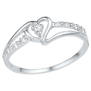 1/20 CT. T.W. Round Diamond Prong Set Heart Ring in Sterling Silver (7), Women