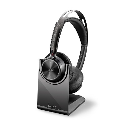 Poly Voyager Focus 2 UC USB-C Headset with Stand (Plantronics) - Bluetooth Dual-Ear (Stereo) Headset with Boom Mic - USB-C PC / Mac Compatible - Active Noise Canceling - Works with Teams (Certified), Zoom & more