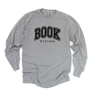 Simply Sage Market Women's Book Weather Varsity Long Sleeve Garment Dyed Tee - 1 of 2