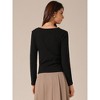 INSPIRE CHIC Women's Asymmetric Neck Knot Long Sleeve Casual Fitted Ruched Top - 4 of 4