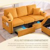 VASIP L-Shaped Sectional Sofa with Storage Ottoman,3-Seat Convertible Design with Cup Holders ,Corduroy Fabric for Living Room, Apartments,Beige - 3 of 4