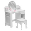 Kids Vanity with Lighted Mirror & Stool for Girls, Makeup Vanity Desk with Bookshelf, Wooden Pretend Play Dressing Table with 3 Color Modes - 2 of 4