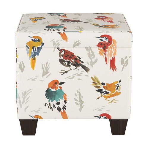 Pattern Fairland Square Storage Ottoman Multi Bird Print - Skyline Furniture - image 1 of 4
