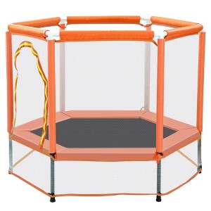 55'' Toddlers Trampoline with Safety Enclosure Net and Balls, Indoor Outdoor Mini Trampoline for Kids - 1 of 4