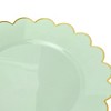 Blue Panda 50 Pack Green Plastic Dinner Plates with Gold Scalloped Edges for Birthday Party, Wedding, Baby Shower (9 In) - 3 of 4