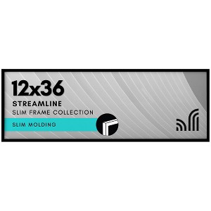 Americanflat 12x36 Picture Frame with Polished Plexiglass - Thin Border Picture Frame for Wall Display - Hanging Hardware Included - Black - 1 of 1