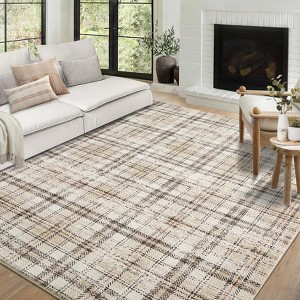 Checkered Area Rug – Non-Slip Machine Washable Low Pile Farmhouse Rug for Living Room/Bedroom/Dining Room - 1 of 4