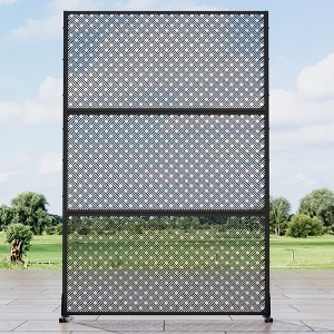 Wooakway 47" x 72" Black Metal Garden Trellis Privacy Screen Indoor Outdoor Room Divider Lattice Panel - 1 of 4