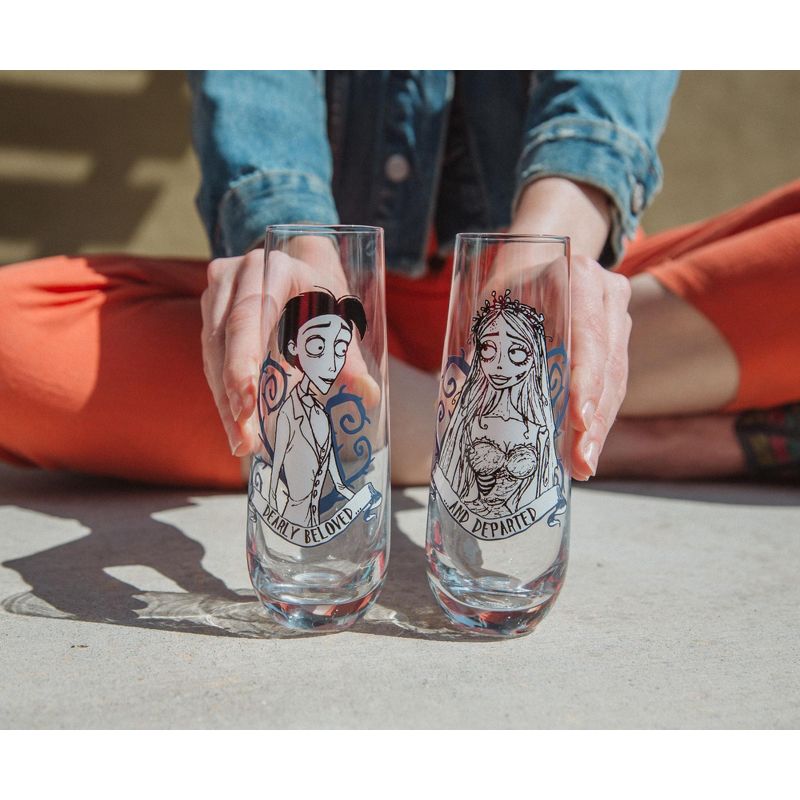 Silver Buffalo Tim Burton's Corpse Bride "Dearly Beloved" Stemless Fluted Glassware | Set of 2, 2 of 7