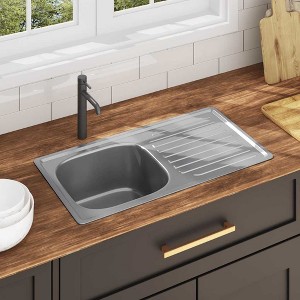 vidaXL Kitchen Sink with Strainer and Trap Stainless Steel - 1 of 4