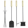 Barton Classic 5-Pieces Rustic Fireplace Tools Set Hearth Iron Poker Wood Stove Log Tongs Holder Brush - 2 of 2