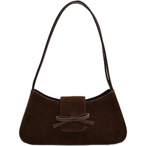 Suede Handbag Cute Bow Purse Y2K Suede Hobo Handbag Clutch Underarm Purse - 1 of 4
